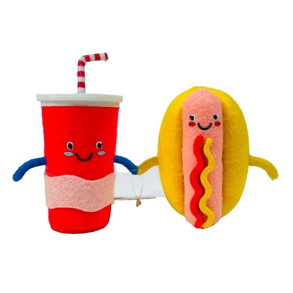 Sun Squad Summer Duo Felt Soda & Hotdog Decor Figures